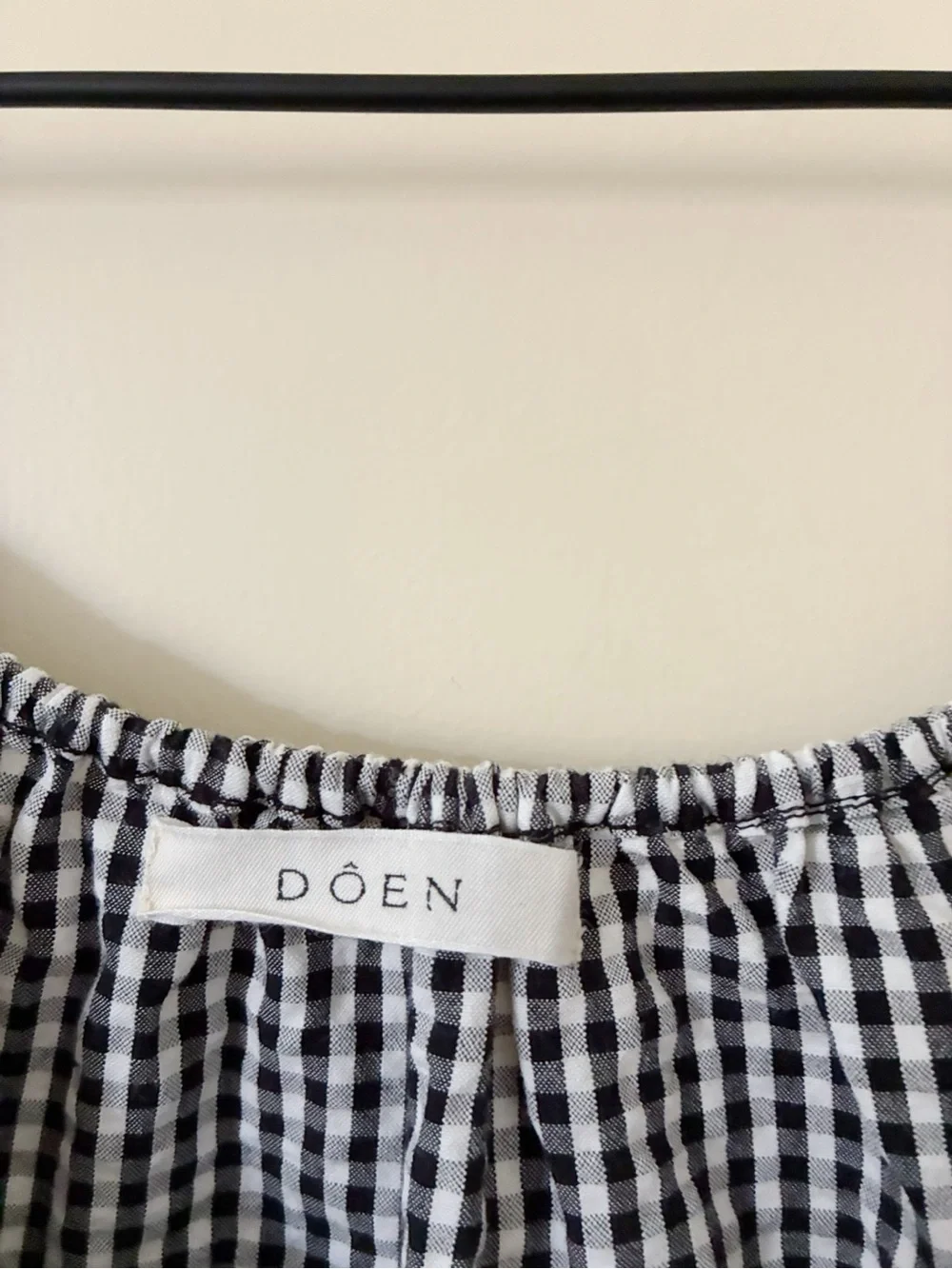 Doen Hilary gingham puff sleeve blouse